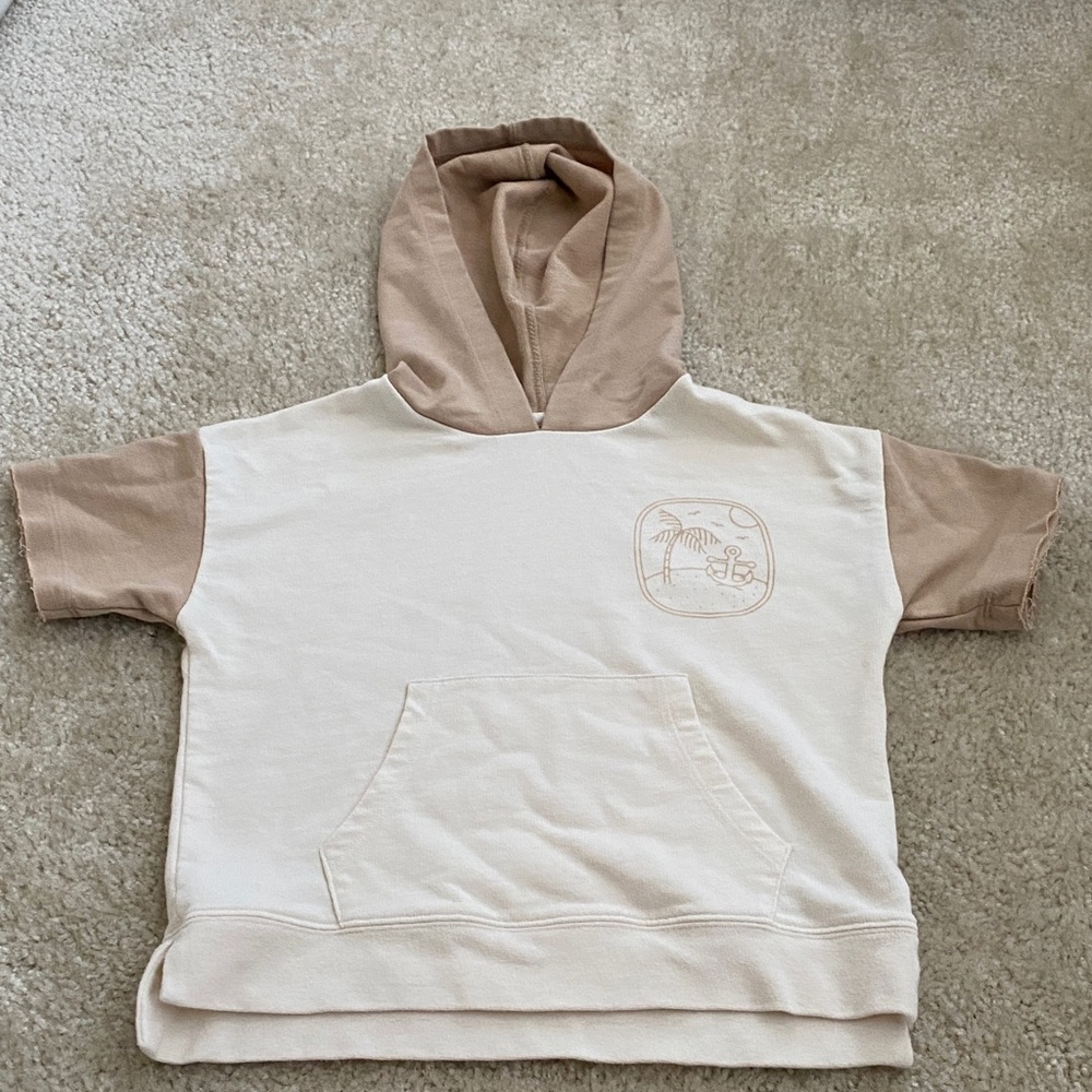 Rylee + Cru hooded raglan contrast tee Sun sand surf 2-3y